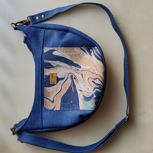 Women's Vivid Vision Ecco Cork Blue Crossbody Shoulder Bag